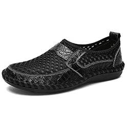 BWGHBH Netz Schuhe Herren Atmungsaktives Leder Casual Herrenschuhe Mokassins Herren ausgehöhlt(Schwarz,Größe 43) von BWGHBH