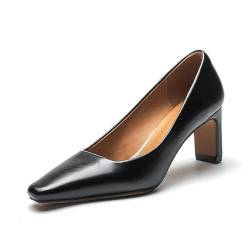 Damen Elegante Schuhe mit mittlerem Absatz professionelle High Heels,französische Vintage Pendler Arbeitsschuhe (Schwarz,Größe 39) von BWGHBH