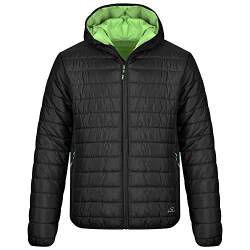 BWOLF APOLLO Steppjacke Herren Steppjacke Damen Wasserdichte Outdoor Jacken für Männer Damen Steppjacke Winddichte Steppjacke Warme mit Kapuze (M, Schwarz/Grün) von BWOLF