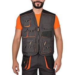 BWOLF Atlas Multifunktionale Arbeitsweste Herren Arbeitsweste Classic Grau/Orange (2XL) von BWOLF