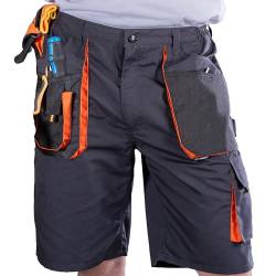 BWOLF Atlas Shorts Arbeitshosen Männer Kurz Arbeitsshorts Herren Arbeitshosen Herren Multifunktionalenn Taschen, Verstärkt mit 600D Polyester Grau/Orange 3XL von BWOLF