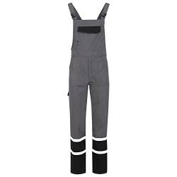 BWOLF Char Latzhose Herren Arbeitshose Schutz-Latzhose Herren mit Reflektierenden Elementen - Blau/Grau (Grau, S) von BWOLF