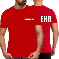 BWOLF Feuerwehr T-Shirt 100% Baumwolle Oeko TEX Unisex Feuerwehr Tshirt Herren/Feuerwehr Tshirt Damen mit Hochwertiger Textildruck (Rot, M) von BWOLF