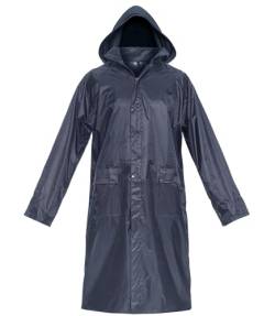 BWOLF POSEIDON Regenmantel Herren Regenmantel Wasserdichte Lange Regenjacke Outdoor Wiederverwendbare Regenbekleidung mit Kapuze (Blau, S) von BWOLF