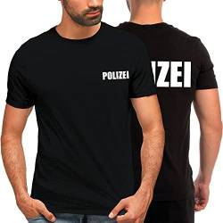 BWOLF Polizei T-Shirt 100% Baumwolle Oeko TEX Unisex Polizei Tshirt Herren/Polizei T-Shirt Damen Tshirt Polizei Uniform Polizei Kleidung mit Hochwertiger Textildruck (Schwarz, XL) von BWOLF