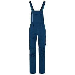 BWOLF Raptor 100% Baumwolle Latzhose Herren Arbeitshose Schutz-Latzhose mit multifunktionalen Taschen, Reflektierenden Streifen (Blau, L) von BWOLF