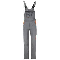 BWOLF SIGMA Latzhose Herren Arbeitshose Schutz-Latzhose mit multifunktionalen Seitentaschen, Rückentaschen (Grau/Orange, 3XL) von BWOLF