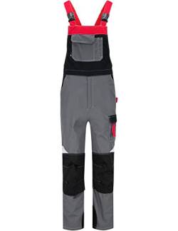 BWOLF Techno Latzhose Herren Arbeitshose Schutz-Latzhose Herren/Damen mit Reflektierenden Elementen in Grau/Rot/Schwarz (3XL) von BWOLF