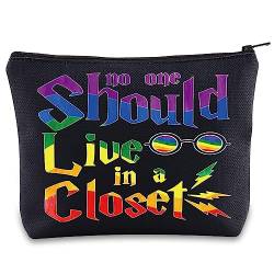 BWWKTOP LGBTQ Gay Pride Kosmetiktasche LGBTQ Queer Equality Gifts No One Should Live In A Closet Makeup Zipper Pouch Bag Neutral Subtle Lesbian Gift, Leben in einem Schrank, Tasche von BWWKTOP