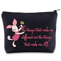 BWWKTOP Make-up-Tasche mit Ferkel-Cartoon-Motiv von Schweinen, inspiriert vom Film "The Things That Make Me Different Are The Things That Make Me Me", mit Reißverschluss für Frauen und Mädchen, Make von BWWKTOP