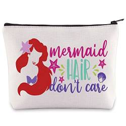 BWWKTOP Prinzessin Ariel Kosmetiktasche Arielle Fans Geschenke Meerjungfrau Haar Don't Care Zipper Pouch Tasche für Meerjungfrau Ariel Merchandise, Hair Don't Care, Tasche von BWWKTOP