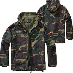 BWuM Tactical Windbreaker Zipper Fleece + Patch & Flaggen, Größe:S, Farbe:Woodland von BWuM