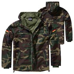 BWuM Tactical Windbreaker Zipper Sommer + Patch & Flaggen, Größe:6XL, Farbe:Woodland von BWuM