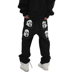 Hip Hop Gothic Denim Hose Streetwear Herren Grafikdruck Baggy Punk Rock Jeans Harajuku Casual Loose Jeans Hose, Hose, Klein von BXCNCKD