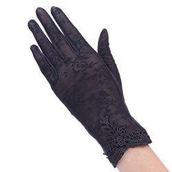 BXT Damen Sommer UV Sonnenschutz Handschuhe, Seide Touchscreen Handschuhe, Kurze Vollfinger Lace Fahren Handschuhe, Brautkleider Handschuhe, Anti-Rutsch, Atmungsative Handschuhe von BXT