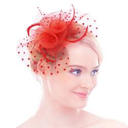 Damen Braut Feder Fascinator, Patei Blumen Kopfschmuck, Garn Braut Haarschmuck, Hochzeit Haar Clip Hut Stirnband, Haarclip Hairpin Haarband für Party Kirche Hochzeit von BXT