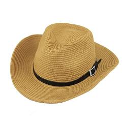 Unisex Cowboy Hut, Frau Herren Faltbar Strohhut, Großer Krempe Sommerhut, Anti UV Panama Hut, Weiblicher Sommer Hut Sonnen UV Schutzkappe UPF 50 + von BXT