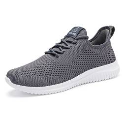 BXYJDJ Herren Laufschuhe Walking Turnschuhe Sneaker Athletic Gym Fitness Sport Schuhe Leicht Freizeit Arbeit Joggen Outdoor Schuh, GRAU, 44 EU von BXYJDJ