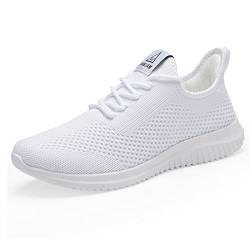 BXYJDJ Herren Laufschuhe Walking Turnschuhe Sneaker Athletic Gym Fitness Sport Schuhe Leicht Freizeit Arbeit Joggen Outdoor Schuh, Weiss/opulenter Garten, 42.5 EU von BXYJDJ