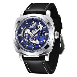 BENYAR - Uhren Herren Uhr Automatik Mechanische Armbanduhr | Lederband | Goldene Bewegung | 45 mm Skeleton Dial | Wasser- und Kratzfest | Elegantes Geschenk für männer von BY BENYAR