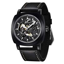 BENYAR - Uhren Herren Uhr Automatik Mechanische Armbanduhr | Lederband | Goldene Bewegung | 45 mm Skeleton Dial | Wasser- und Kratzfest | Elegantes Geschenk für männer von BY BENYAR