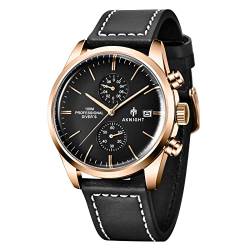 BENYAR herrenuhr Braun Leder Strap Chronograph Quarz Uhr Männer Datum Kalender Wasserdicht Armbanduhr Herren Sport mit Blau/Schwarz Zifferblatt Elegantes Geschenk von BY BENYAR