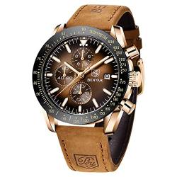 BENYAR herrenuhren Chronograph Analogue Quartz Armbanduhr für männer Lederband Herren Fashion Business Sport Design 30M wasserdicht Elegantes Geschenk für männer von BY BENYAR