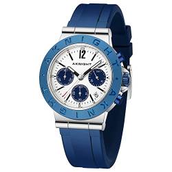 BY BENYAR AKNIGHT Herrenuhren Chronograph Analogue Quartz Armbanduhr Für Männer Silikonband Herren Fashion Business Sport Design 30M wasserdicht Elegantes Geschenk (Blau) von BY BENYAR