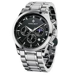 BY BENYAR AKNIGHT Mode Herren Quarz Chronograph Wasserdicht Edelstahl 30M wasserdichte Uhren Business Casual Sport Design Armbanduhr für Herren von BY BENYAR