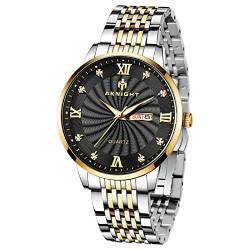BY BENYAR AKNIGHT Uhren Chronograph Analoges Quarzwerk Stilvolle Armbanduhr 3ATM wasserdichte Uhren Elegantes Geschenk für Männer,Edelstahlarmband Uhr von BY BENYAR