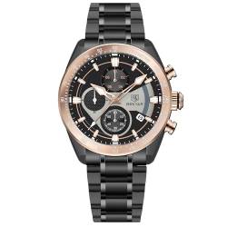 Herren Uhr Uhren BENYAR Quarz-Chronographenwerk 42MM Zifferblatt Analoguhr Aus Edelstahl Wasserdicht Uhr Geschenk für Männer BY-5201M (Roségoldgrau) von BY BENYAR