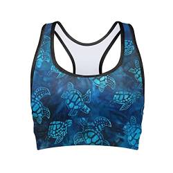 BYCHECAR Damen Gepolsterter Sport-BH Fitness Workout Laufen Shirts Yoga Tank Top, Schildkrötenblau, XX-Large von BYCHECAR