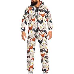 BYCHECAR Erwachsene Kostüme Onesie Pyjama Trainingsanzug Einteiler Overall, Huhn, S von BYCHECAR