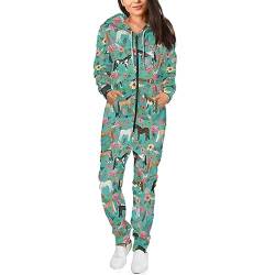 BYCHECAR Erwachsene Kostüme Onesie Pyjama Trainingsanzug Einteiler Overall, Pferdeblume, XXL von BYCHECAR
