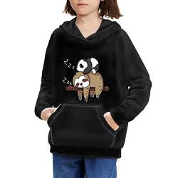 BYCHECAR Mädchen Hoodies Sweatshirt Langarm Kapuzenpullover mit Tasche, Faultier Panda, 11- 13 Jahre von BYCHECAR