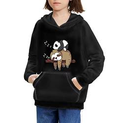 BYCHECAR Mädchen Hoodies Sweatshirt Langarm Kapuzenpullover mit Tasche, Faultier Panda, 128 von BYCHECAR