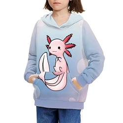 BYCHECAR Mädchen Langarm Hoodies Größe 6-7 Kinder Pullover Sport Sweatshirts mit Taschen, Axolotl Cute, 128 von BYCHECAR