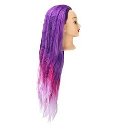 Übungskopf, Kopf für Haare aus weicher Faser, hohe Temperatur, Farbverlauf rosa, violett, vielseitig, robust und realistisch, weiche Berührung von BYERZ
