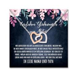 2024 Abitur Doppelherz Halskette Geschenk mit personalisierter Nachrichtenkarte zum bestandenen Schulabschluss Kette für Mädchen, Tochter, Nichte und Enkelkind (Doppelherz V3 - Standard Box) von BYLITZ
