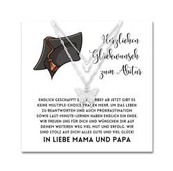 2024 Abitur Doppelherz Halskette Geschenk mit personalisierter Nachrichtenkarte zum bestandenen Schulabschluss Kette für Mädchen, Tochter, Nichte und Enkelkind (Schmetterling | Weiß V2 | Standard Box) von BYLITZ