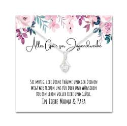 925S Silber Kette Geschenk zur Jugendweihe für Mädchen mit personalisierter Nachricht Karte Halskette An meine Tochter Nichte Enkelin Freundin (Schlaufe | LED Box) von BYLITZ
