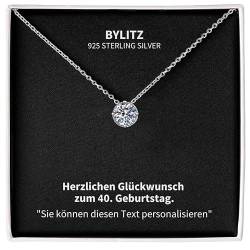 BYLITZ Halskette zum 40 Geburtstag Frau 925 Sterling Silber Damen Kette mit Moissanit Anhänger und Geschenkbox Geschenk zum Geburtstag (M6-1 Karat) von BYLITZ