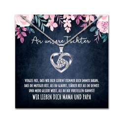 Geschenk für Tochter Herz Halskette Geschenke für Frauen Tochter Mädchen Kette mit personalisierter Karte und Geschenk Box zum Geburtstag Hochzeit Weihnachten (LED Box - Herz V2) von BYLITZ