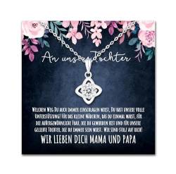 Geschenk für Tochter Herz Halskette Geschenke für Frauen Tochter Mädchen Kette mit personalisierter Karte und Geschenk Box zum Geburtstag Hochzeit Weihnachten (LED Box - Knoten) von BYLITZ