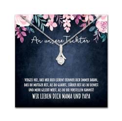 Geschenk für Tochter Herz Halskette Geschenke für Frauen Tochter Mädchen Kette mit personalisierter Karte und Geschenk Box zum Geburtstag Hochzeit Weihnachten (LED Box - Schlaufe) von BYLITZ