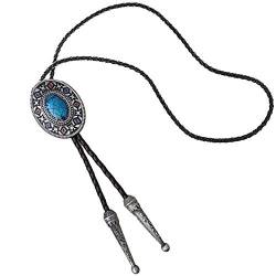 Saphir Bolo Tie, western klassik Krawatten,Indian blue stone bolotie, 3cm x 4cm, silber blau rot von BYM