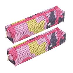 2PCS Federmäppchen Teenager Mädchen, Camouflage Federtaschen Mäppchen Etui Stifte Oxford Stiftetasche Bleistift Beutel Federmappe Schulsachen Pencil Case für Studenten Schule Büro Mädchen Damen von BYNYXI