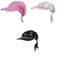 3 STK Baumwolle Beanie Kopftuch Damen Basecap Bandana Hüte, Baseballmütze Turban Kopfbedeckung Headwear Wraps Muslimischer Hut Sommer Sonnenhut mit Blumenmuster Baseballmütze Sommercap von BYNYXI