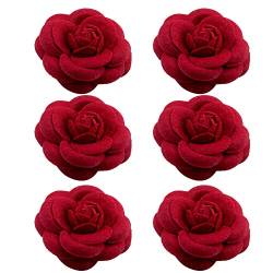 6PCS Blumen Brosche Stoff, Bouquet Broschen Vintage Blume Brosche Pin Frauen Mädchen Hochzeit Bouquest Revers Jacken Hut Schals Ansteckblume Kleid Broschen Pins Anstecknadeln für Brust Ausschnitt von BYNYXI