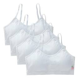 BYNYXI 4 Stück Mädchen Sport BH Bustier Nahtloser Trainings-BH Baumwolle BH Sport Bra Kinder Mädchen Teenager Unterwäsche BHS Bügellos Bralette Gepolsterte Bustier für 9-14 Jahre Mädchen Teenager von BYNYXI